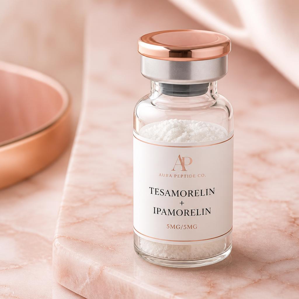 Tesamorelin + Ipamorelin 10mg research peptide vial